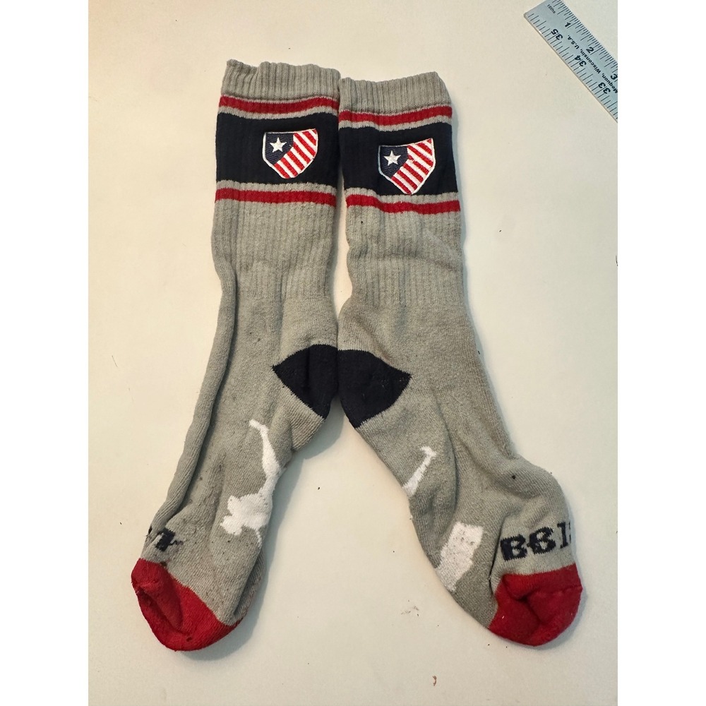 Baseballism Athletic Socks Baseball Player Flag Gray Red White Blue Mens‎ Size
